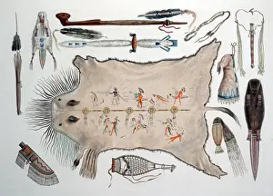 Bodmer: Native American Indian Utensils and Weapons, 1830s