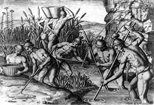 Morgues: Native American Indians Collecting Gold, 16th Century