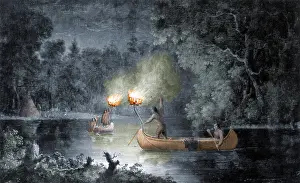 Salvage: Native American Indians Fishing by Torchlight, Fox River
