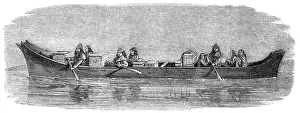 C1862: Native American Indians in a large canoe 1862