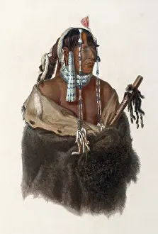 Bodmer: Native American Mandan Indian Warrior, 1830s