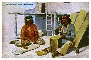 Wampum: Native American Pueblo Indians making beads