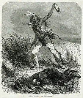 Scalp: Native American scalping a soldier after killing him