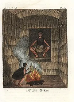 Powhatan: Native American at a shrine to the Powhatan