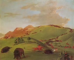 Catlin: Native American tribe, Buffalo Chase, by George Catlin