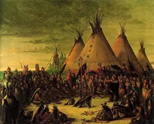 Catlin: Native American tribe, Sioux Council, by George Catlin