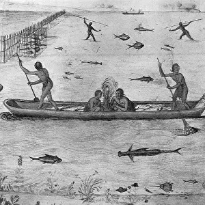 Amerindians: Native Americans while fishing