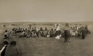 40 50 People: Native Americans performing ritual Ghost Dance c