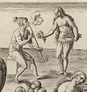 1585: NATIVE AMERICANS SMOKING
