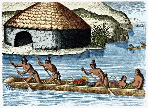 Anthropological: Native Americans Transporting Crops, 16th Century