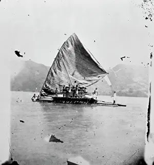 Melanesia: Native canoe off the coast of Fiji