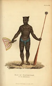 Shoberl: Native man of distinction from Nuku Hiva, Marquesas Islands