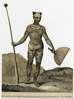 1810s: Native of the Marquesas Islands completely tattooed