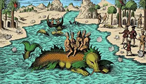 Kaspar: Native Noblemen Riding Sea Monster, 1621