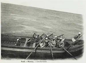 Oarsmen: Native Rowing barge and Oarsmen - Morocco