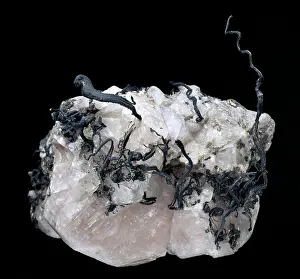 Silvery: Native silver