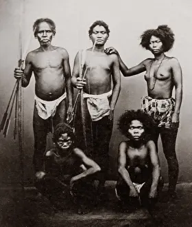 Collodion: Native tribal group with weapons, probably Philippines