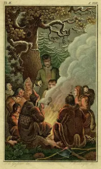 Eskimo: Natives of a cold country sitting round a fire