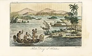 Conch: Natives in an outrigger canoe, Dory harbour
