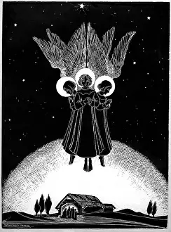 Scraper: Nativity with Angels above