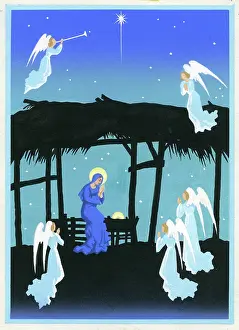 Asta: Nativity scene with five angels