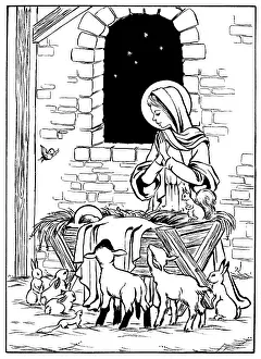 Crib: Nativity scene with animals