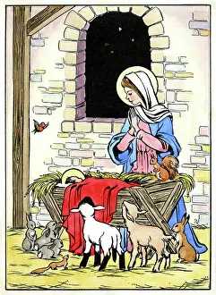 Crib: Nativity scene with animals