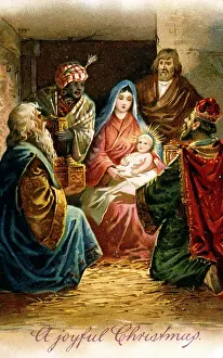 Magi: Nativity scene on a Christmas card