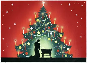 Asta: Nativity scene in front of Christmas tree