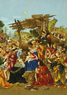 Bethlehem: Nativity scene with crowd of people