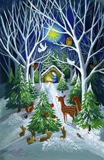 Jane Gordon Clark: Nativity Scene with woodland animals