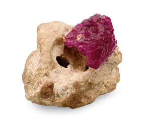 Corundum: Natural ruby in marble