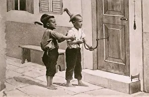 Doorbell: Two Naughty boys taking a drill to an unfortunate front door