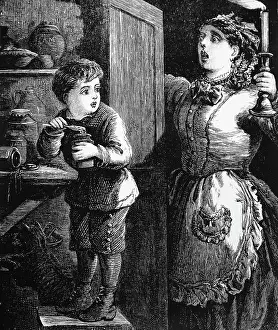 Stealing: Naughty Sidney. Little boy caught stealing jam