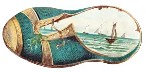 Laceup: Nautical scene on a shoe-shaped greetings card