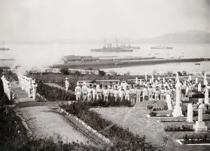 Weihai: Naval funeral, probably Weihaiwei, China, c.1900