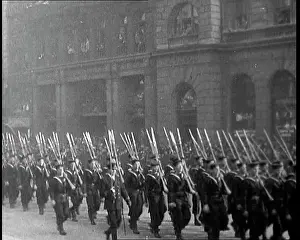 Shouldering: Naval Soldier's March Past in a Parade While