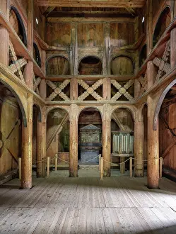 Stavkirke: Nave, Borgund Stave Church, Borgund, Vestland, Norway