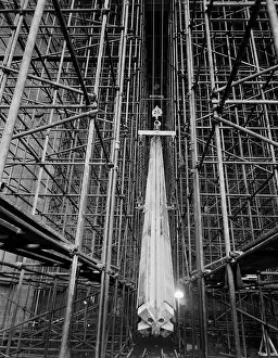 Laing: Nave column being hoisted into position - Coventry Cathedral