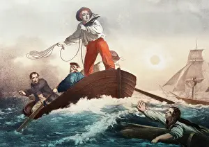 Castaway: navigation, castaways, The Rescue, Lithographie