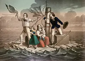 Castaway: navigation, castaways, Saved!, Lithographie