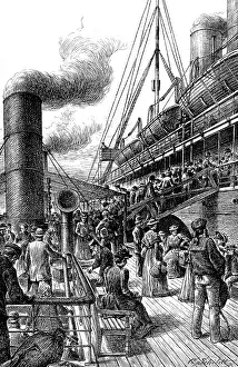 navigation, emigrant ships, a tender is bringing