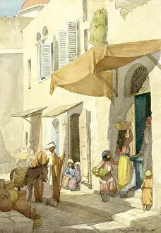 Watercolours: Nazareth - a street scene