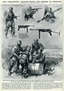 Parachutists: Nazi parachutists, machine-pistols and methods of operating