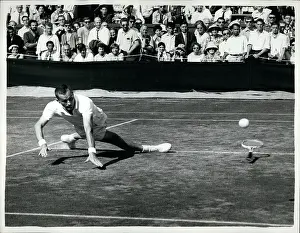 Neale: Neale Fraser in tennis match at Wimbledon