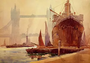 Ayling: Near Tower Bridge ' river scene