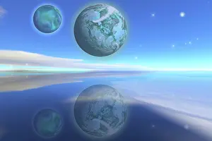 Expanse: Nearby planets hover over the ocean on this world