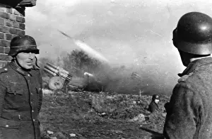 Starts: Nebelwerfer (smoke mortar) battery in action on the West