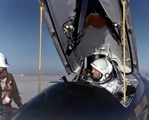 Spacesuits: Neil Armstrong in the cockpit of the X-15, which