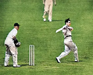 Headingley: Neil Harvey batting in the Fourth Test Match, Headingley, 19